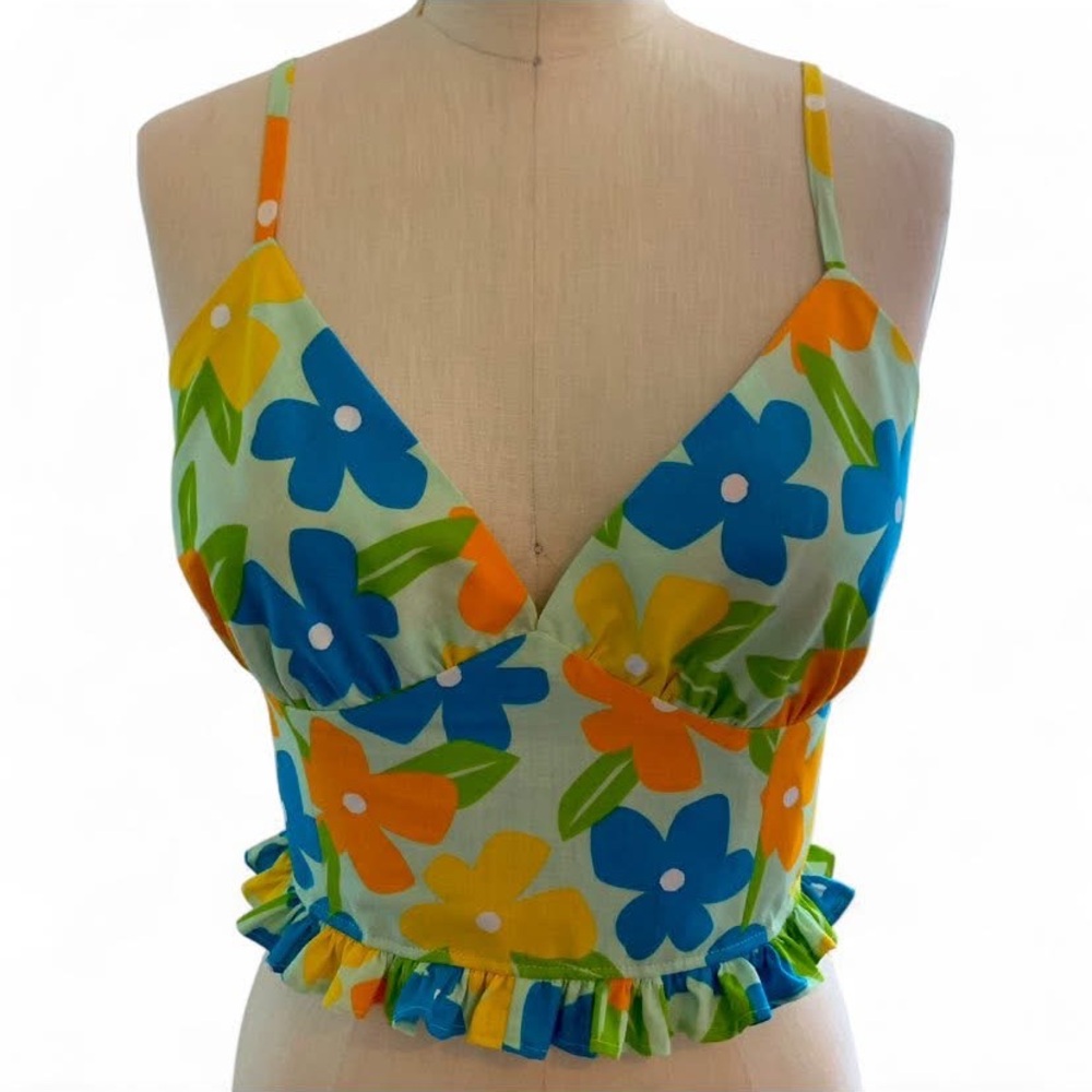 Floral Print Crop Top - Multicolor